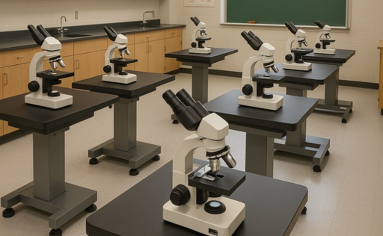 Laboratório de Microscopia com Mesas Individuais